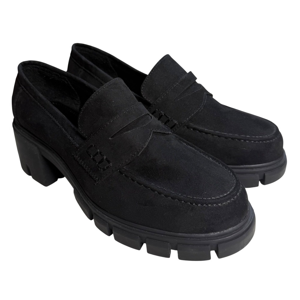 ASOS DESIGN Matte Faux Chunky Sole Penny Loafer Size 9W Wide Dark Academia Goth
